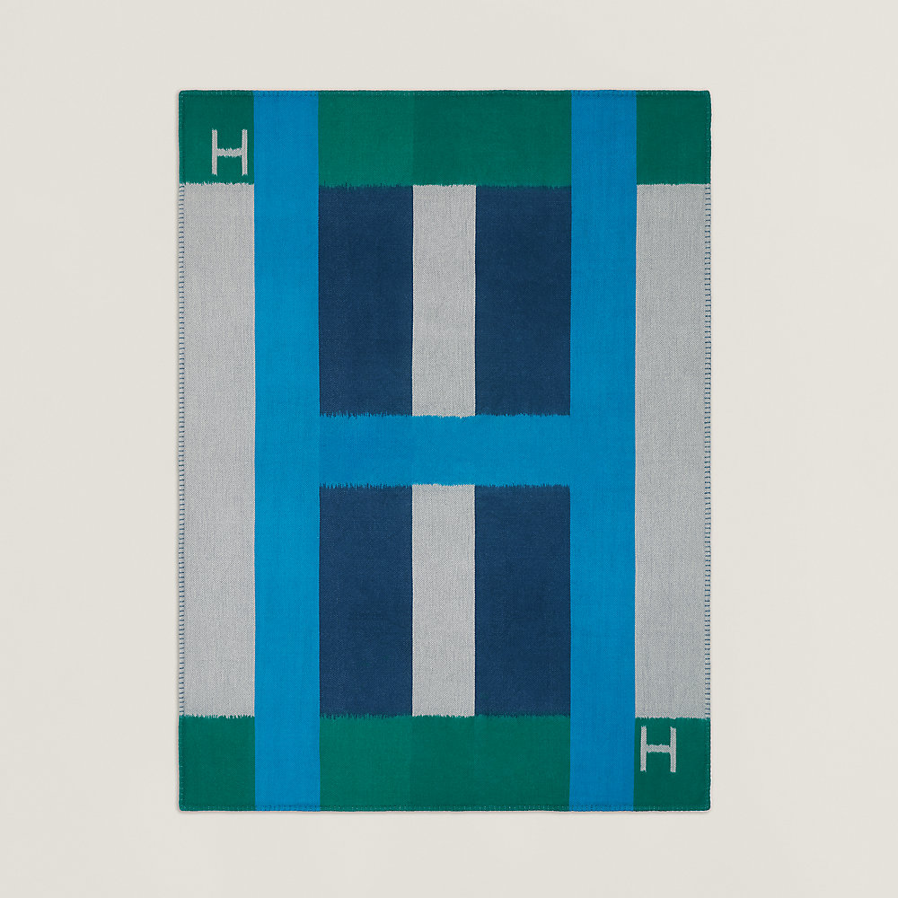 HERMES タオルケット ikat-h-echelle-blanket--